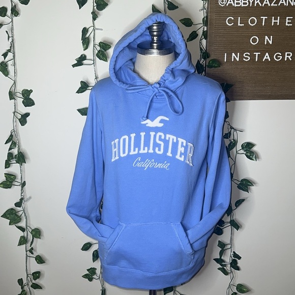 Hollister Easy Appliqué Logo Graphic Hoodie Blue - Picture 3 of 7